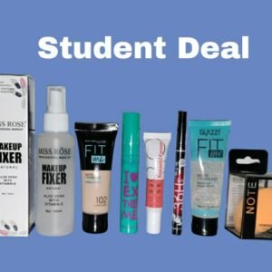 Student Makeup Deal – Makeup Fixer, Foundation (random Shade), Mascar (random Color) Liquid Blush, Eyeliner, Primer, Blender (random Color)