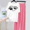 2 Pcs Women's Stitched Cotton Jersey Printed Night Suit - Image 4