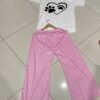 2 Pcs Women's Stitched Cotton Jersey Printed Night Suit - Image 3